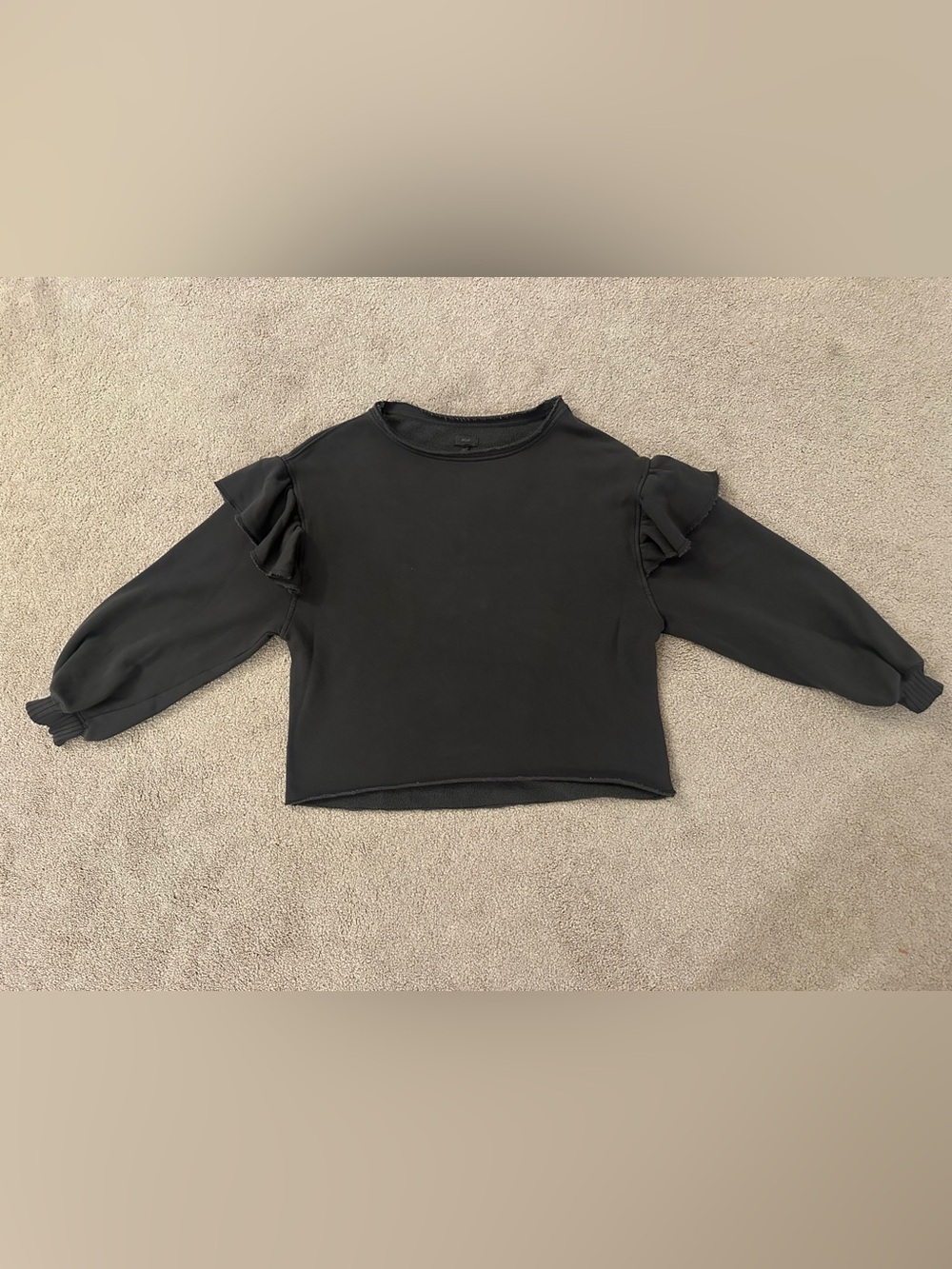 Aerie dark grey Ruffle long sleeve sweatshirt Women's Top-size xs nwt